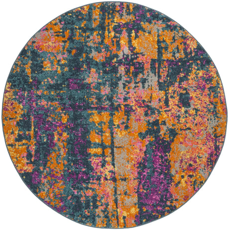 Safavieh Madison 6'-7" x 6'-7" Rug in Blue / Orange