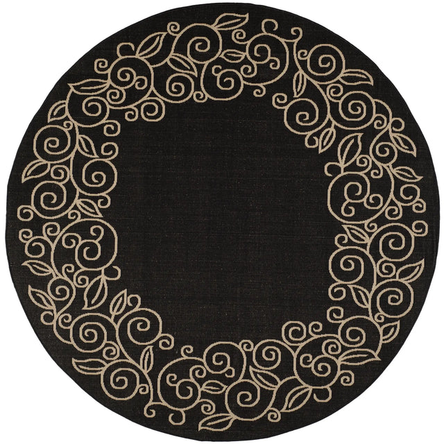 Safavieh Courtyard 7'-10" x 7'-10" Rug in Black / Beige