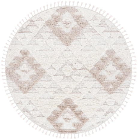 Safavieh Moroccan Tassel Shag 5'-3" x 5'-3" Rug in Ivory / Beige