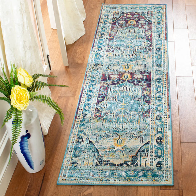 Safavieh Crystal 2'-2" x 11'-0" Rug in Teal / Purple