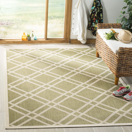 Safavieh Courtyard 4'-0" x 5'-7" Rug in Green / Beige