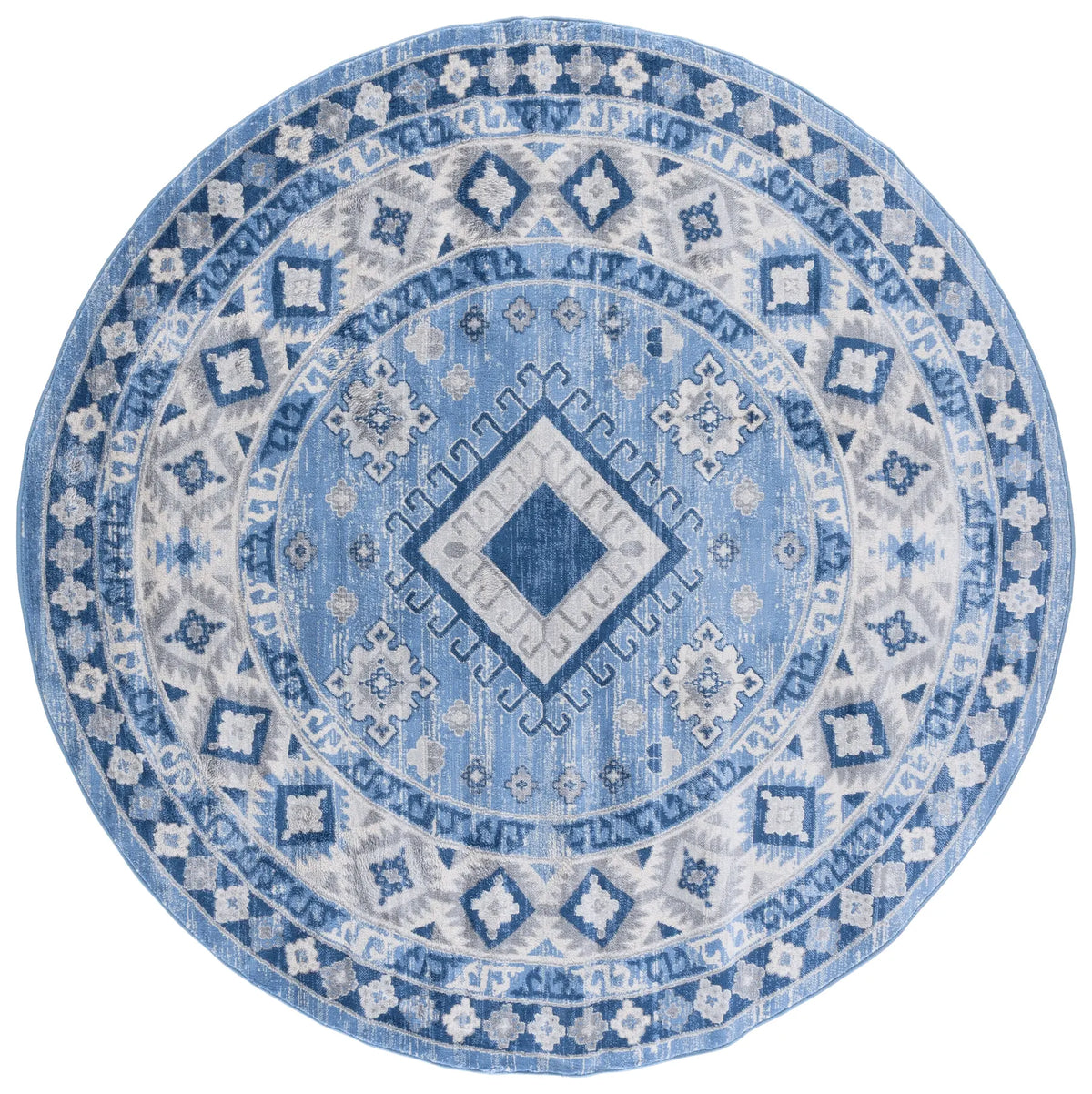 Safavieh Kazak 100 6'-7" x 6'-7" Rug in Blue / Creme