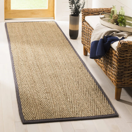 Safavieh Natural Fiber 2'-6" x 8'-0" Rug in Natural / Dark Grey