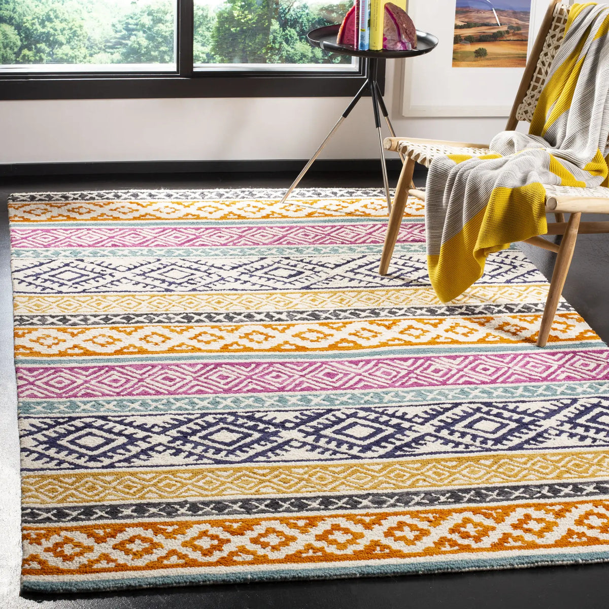 Safavieh Micro-Loop 5'-0" x 8'-0" Rug in Ivory / Rust