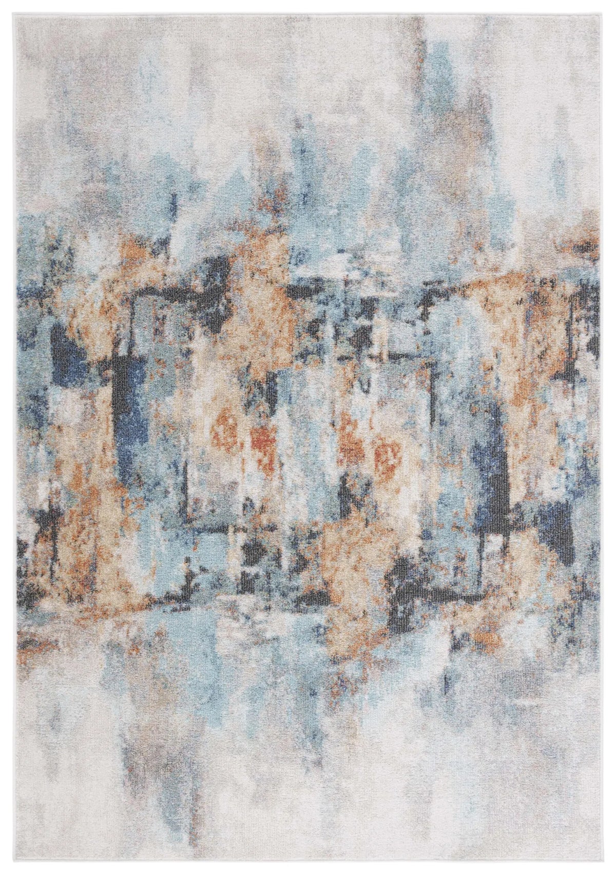 Safavieh Phoenix 500 4'-5" x 6'-5" Rug in Aqua / Gold Rust