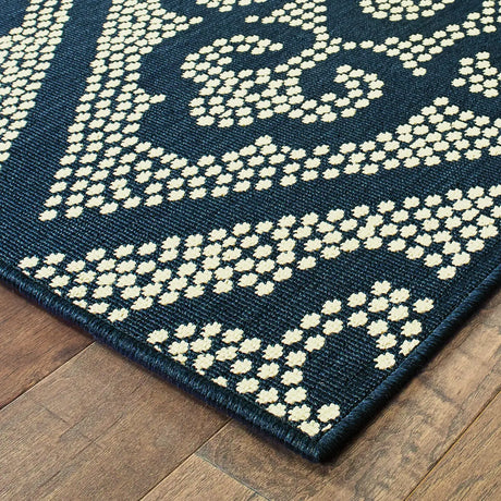 Oriental Weavers Sphinx Marina 3804B Navy / Ivory Rugs - corner detail