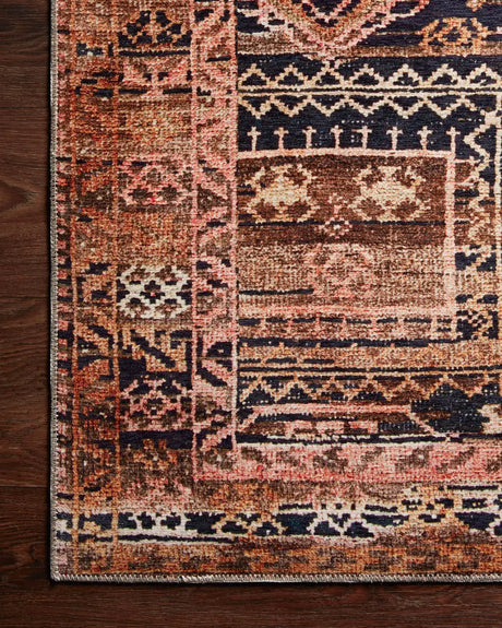 Loloi Layla Lay-14 Mocha/Blush Rugs - corner on wood