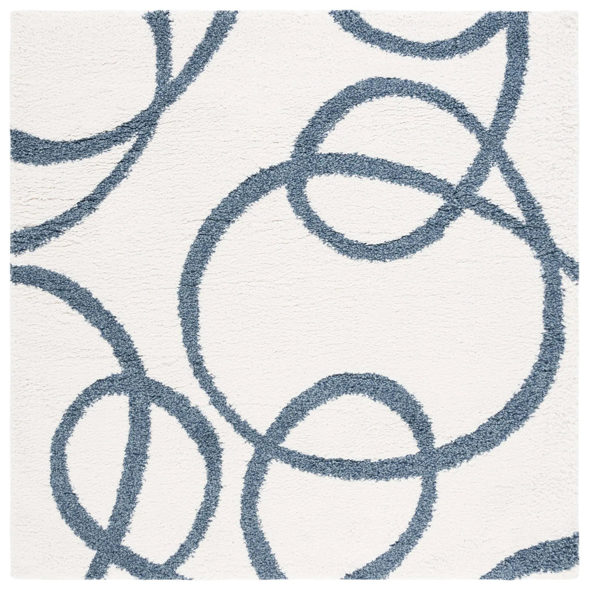 Safavieh Calico Shag 6'-7" x 6'-7" Rug in Ivory / Blue