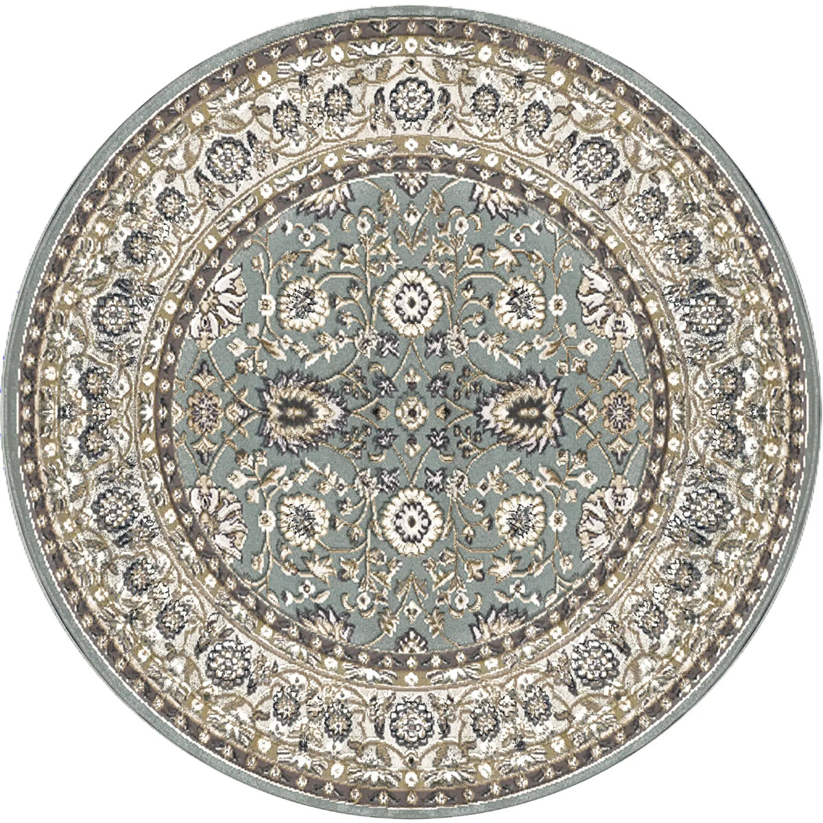 Dynamic Rugs Yazd 2803 Power Loomed Traditional Grey/Ivory Rug - Round