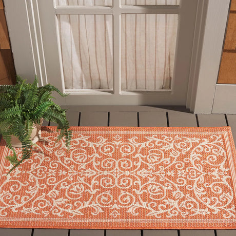 Safavieh Courtyard 2'-0" x 3'-7" Rug in Terracotta / Natural