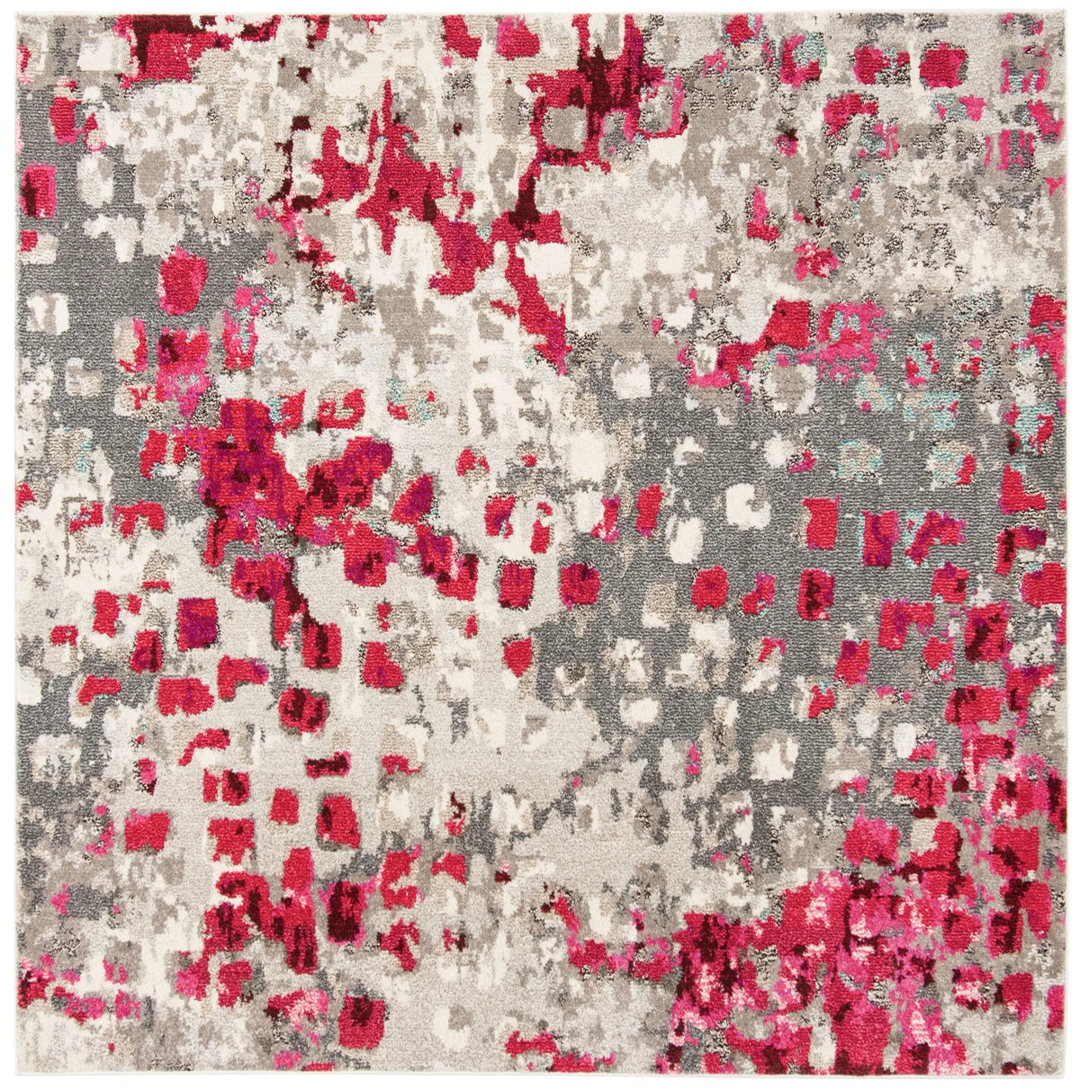 Safavieh Monaco 6'-7" x 6'-7" Rug in Grey / Fuchsia