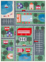 Safavieh Kids Playhouse 200 5'-5" x 7'-7" Rug in Green / Charcoal