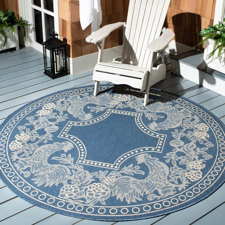 Safavieh Courtyard 5'-3" x 5'-3" Rug in Blue / Natural