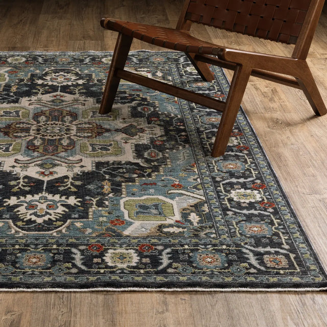 Oriental Weavers Sphinx ELIANA ELI09 Blue Medallion Rugs - angle/detail