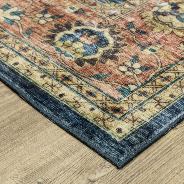 Oriental Weavers Sphinx Sumter Sum04 Blue/ Rust Rug - corner detail