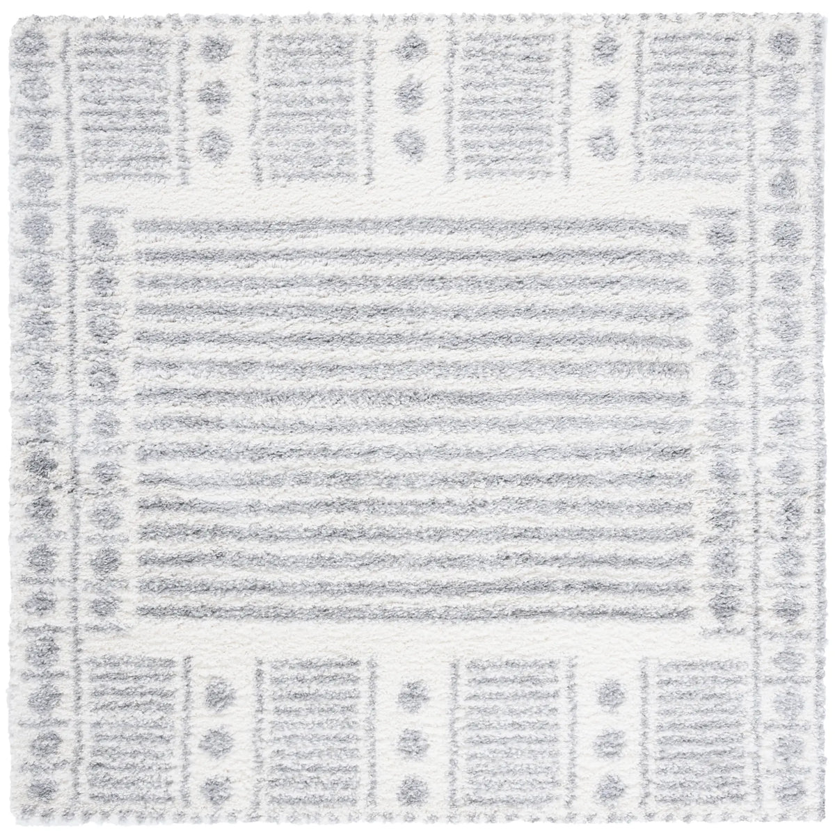 Safavieh Parma Shag 6'-7" x 6'-7" Rug in Grey / Ivory