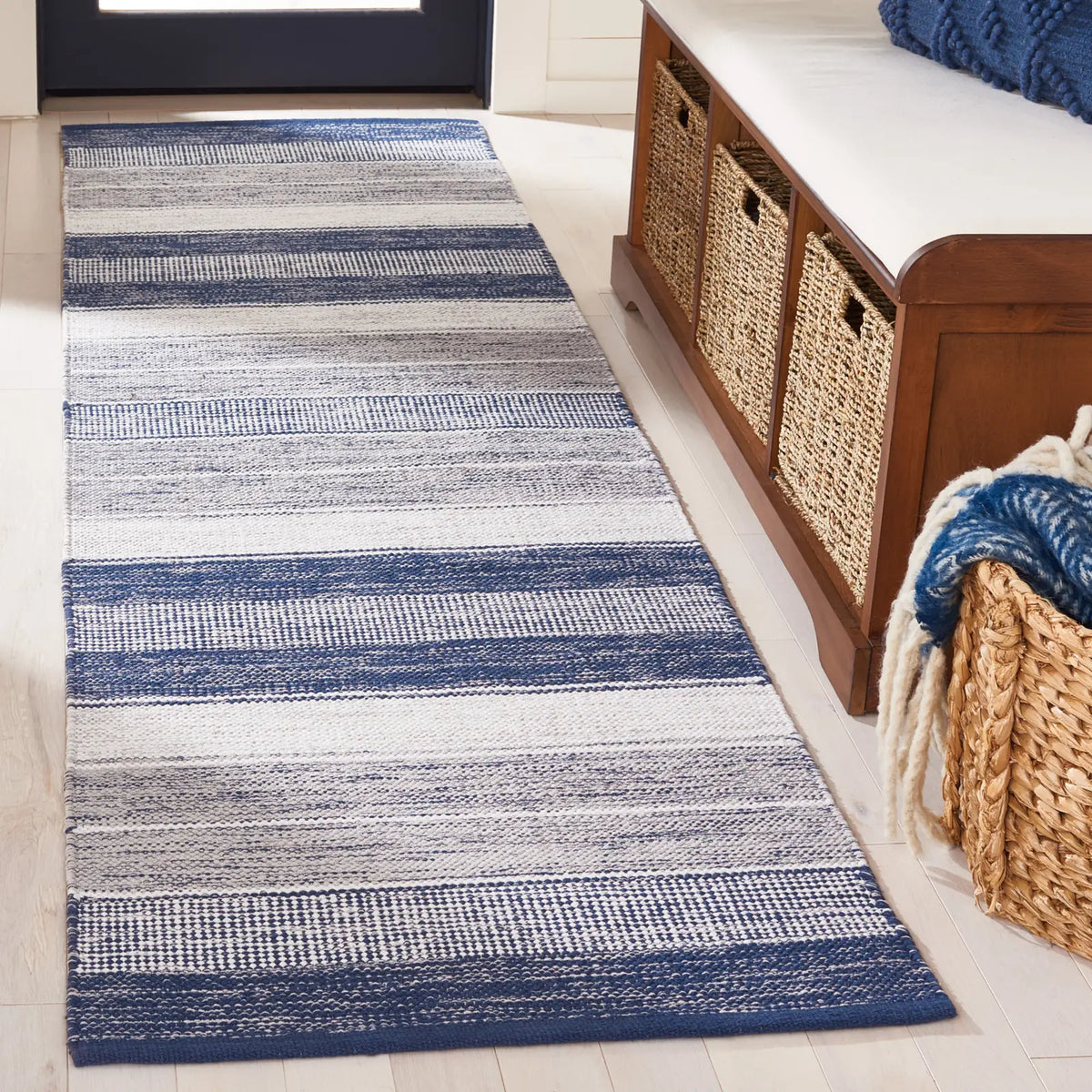 Safavieh Striped Kilim 2'-3" x 8'-0" Rug in Grey / Blue