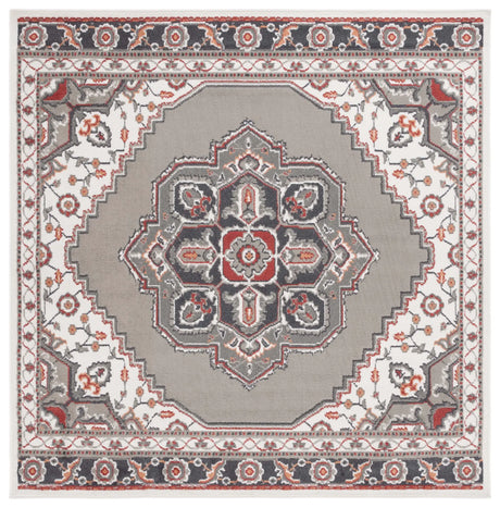 Safavieh Pyramid 6'-7" x 6'-7" Rug in Grey/Ivory / Rust
