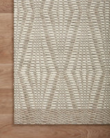 Loloi Kenzie Knz-01 Ivory/Taupe Rugs - corner on wood