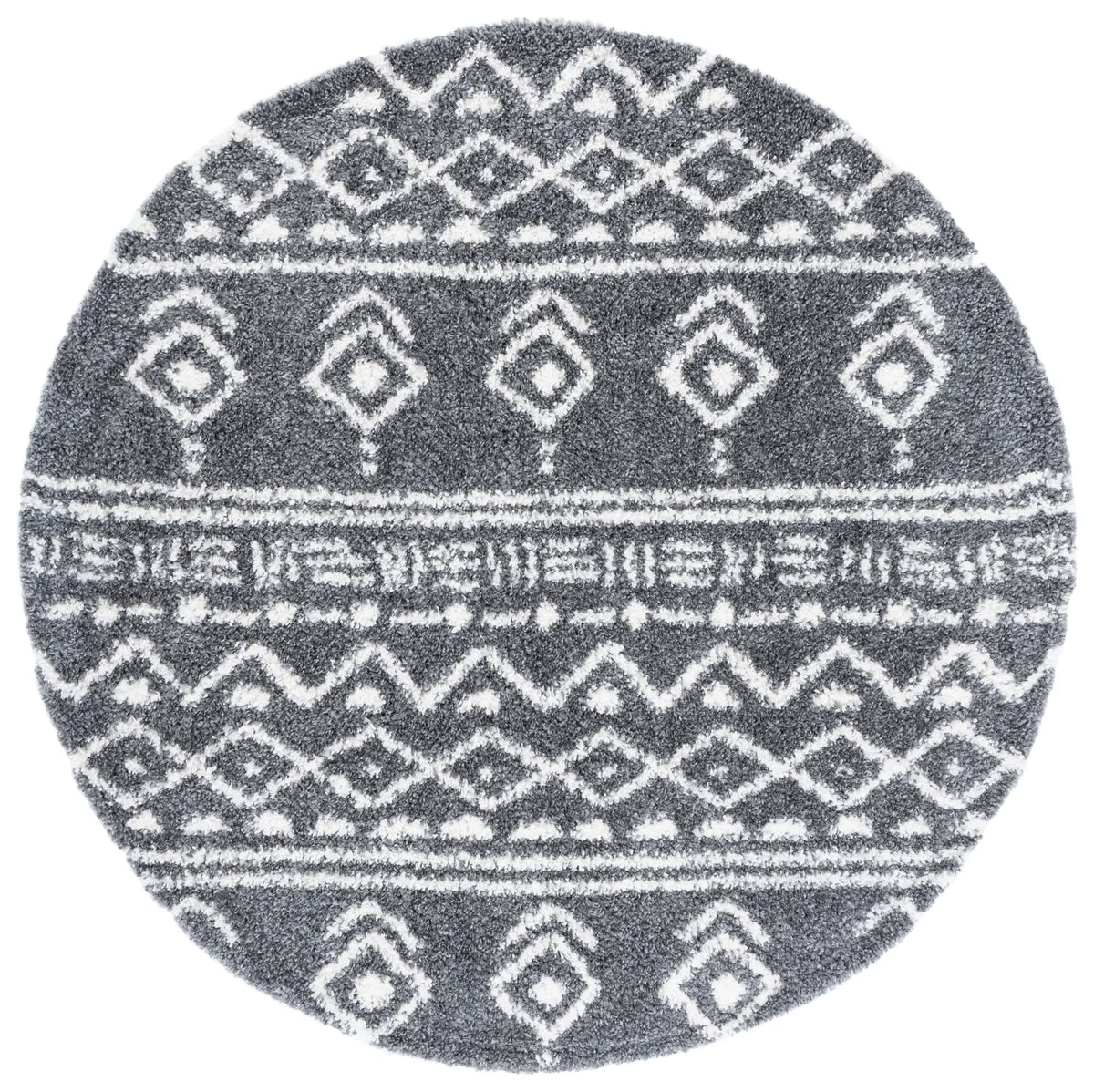 Safavieh Parma Shag 6'-7" x 6'-7" Rug in Charcoal / Ivory