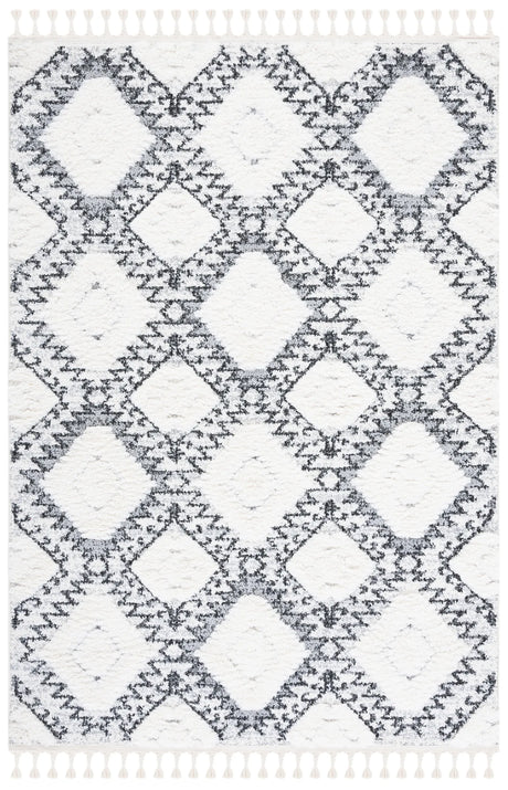 Safavieh Moroccan Tassel Shag 4'-0" x 6'-0" Rug in Ivory / Grey
