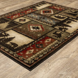 Oriental Weavers Sphinx Woodlands 1041C Black / Multi Rugs - angle detail
