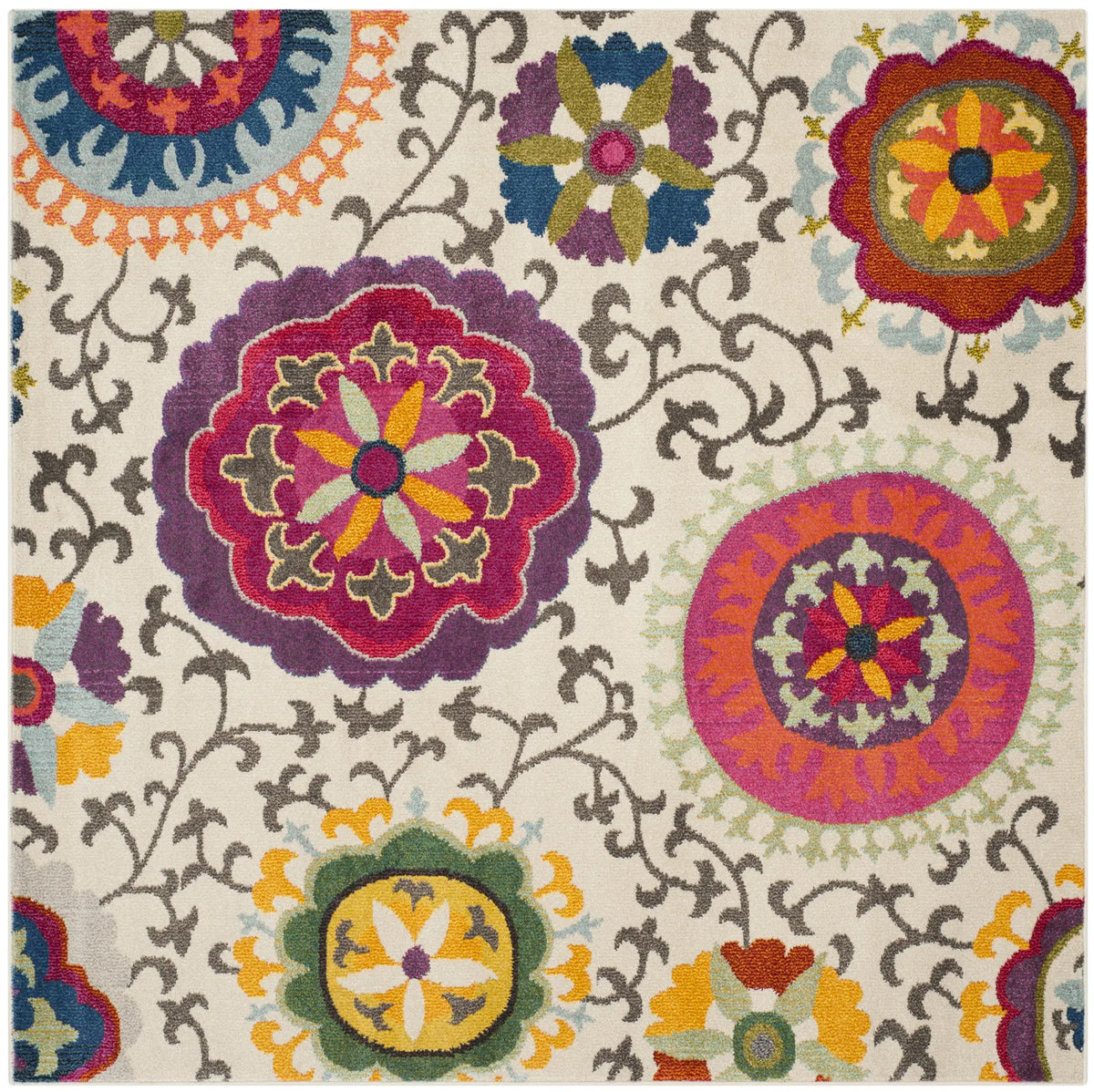 Safavieh Monaco 6'-7" x 6'-7" Rug in Ivory / Multi
