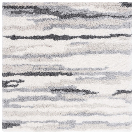 Safavieh Fontana Shag  800 6'-7" x 6'-7" Rug in Ivory / Grey