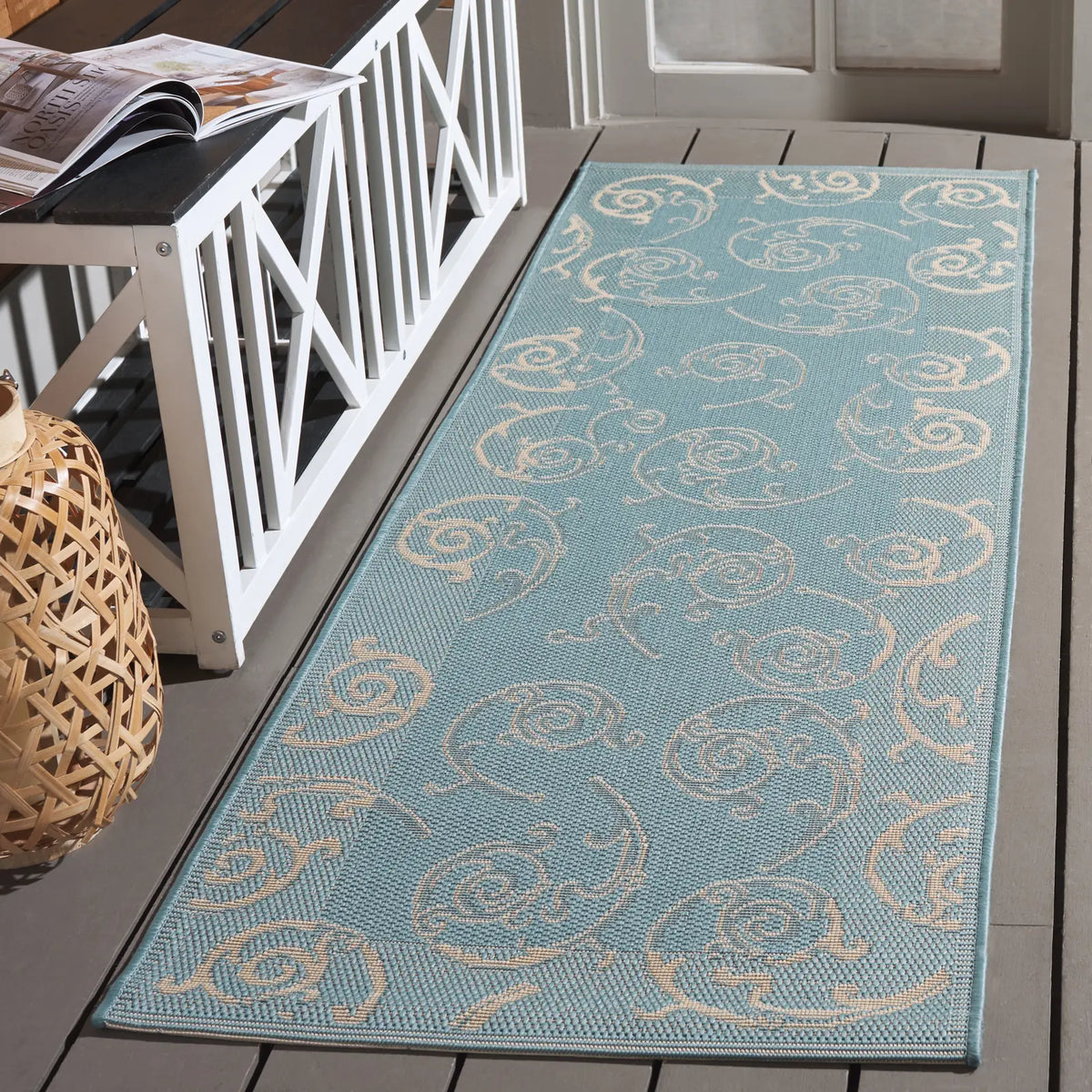 Safavieh Courtyard 2'-3" x 6'-7" Rug in Aqua / Cream