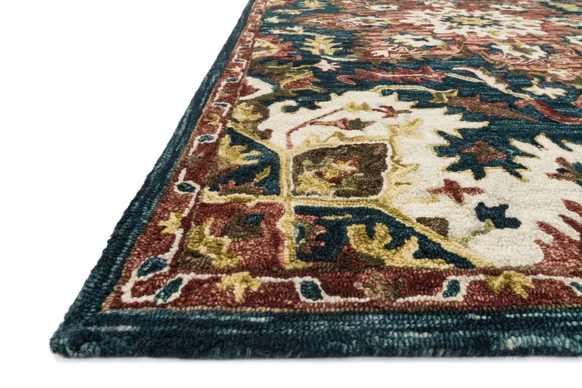Loloi Victoria Vk-13 Teal / Raspberry Rugs - rug corner