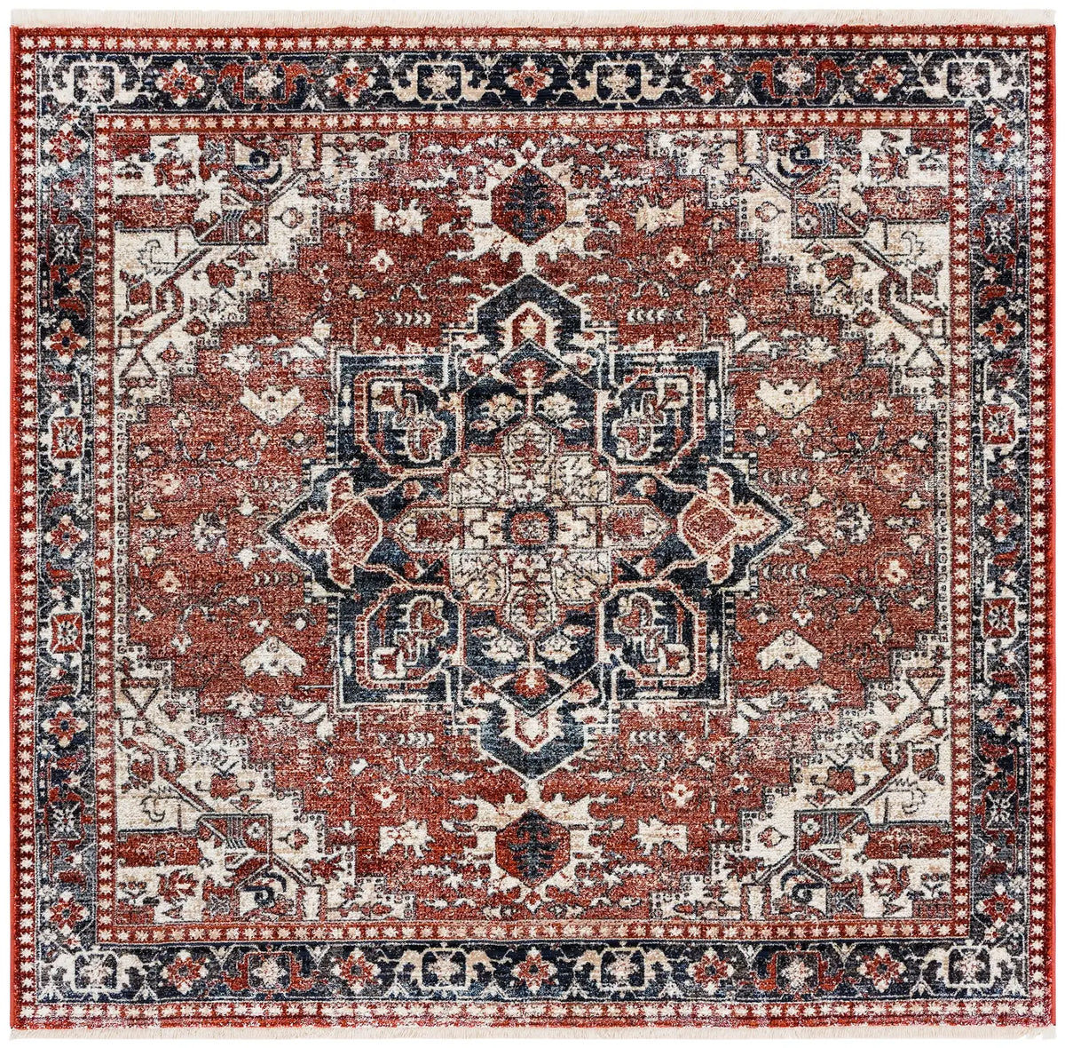 Safavieh Herat 300 6'-7" x 6'-7" Rug in Rust / Creme