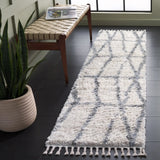 Safavieh Berber Fringe Shag 2'-0" x 8'-0" Rug in Cream / Grey