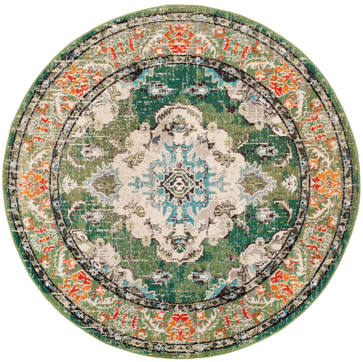 Safavieh Monaco 10'-0" x 10'-0" Rug in Forest Green / Light Blue