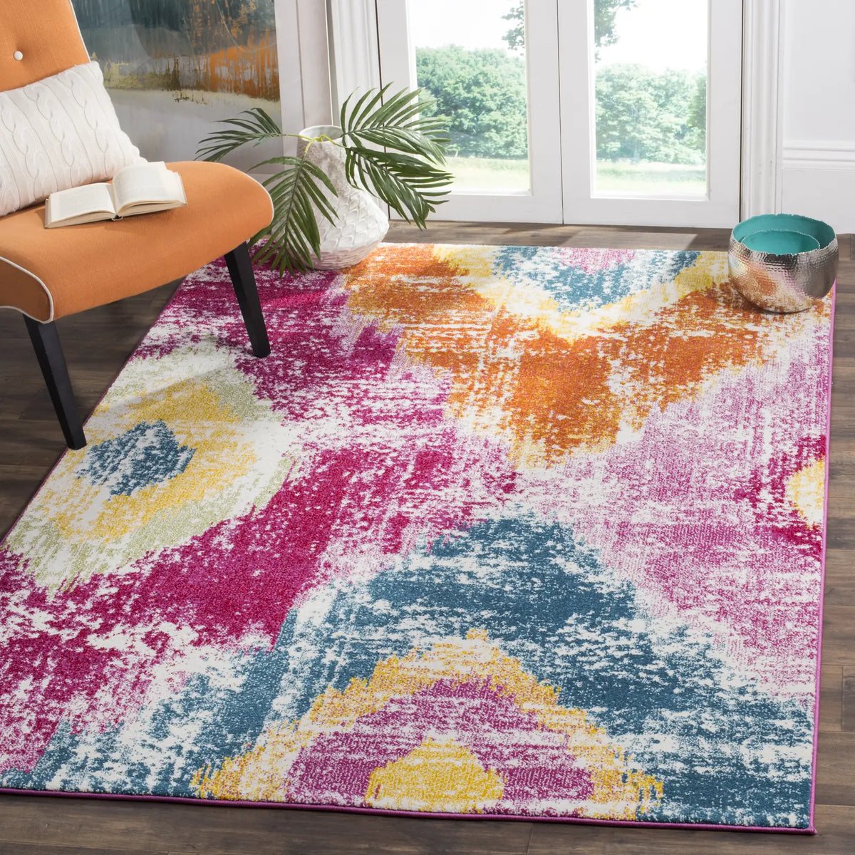 Safavieh Watercolor 4'-0" x 6'-0" Rug in Fuchsia / Orange