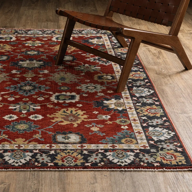 Oriental Weavers Sphinx ELIANA ELI12 Red Floral Rugs - angle/detail