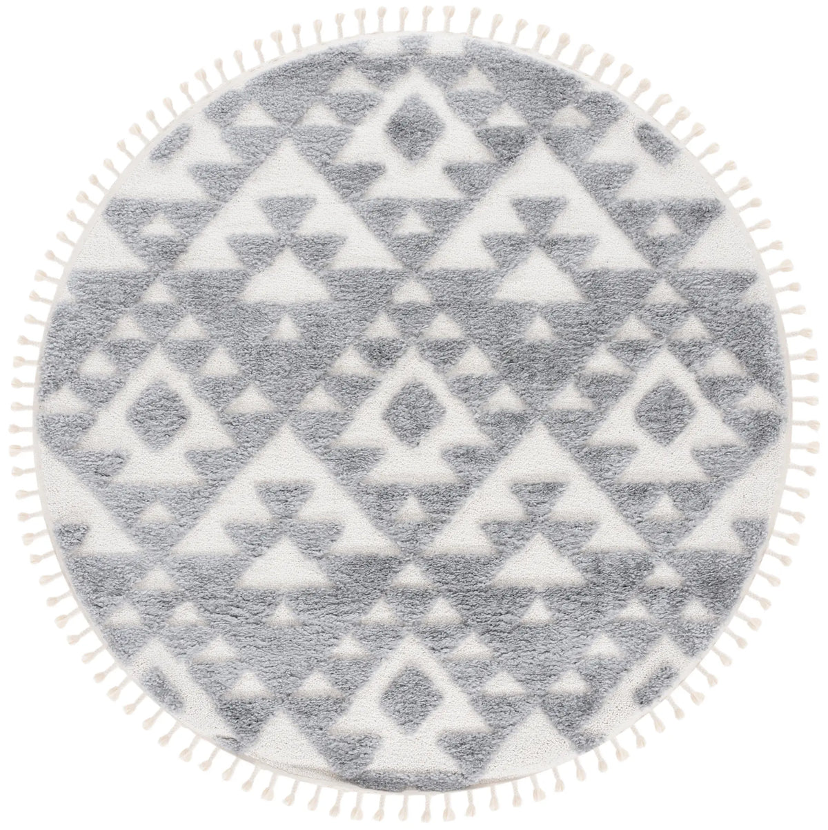 Safavieh Moroccan Tassel Shag 6'-7" x 6'-7" Rug in Grey / Ivory