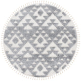 Safavieh Moroccan Tassel Shag 6'-7" x 6'-7" Rug in Grey / Ivory