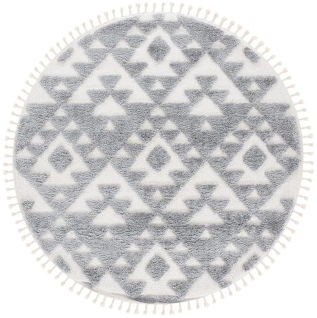 Safavieh Moroccan Tassel Shag 6'-7" x 6'-7" Rug in Grey / Ivory
