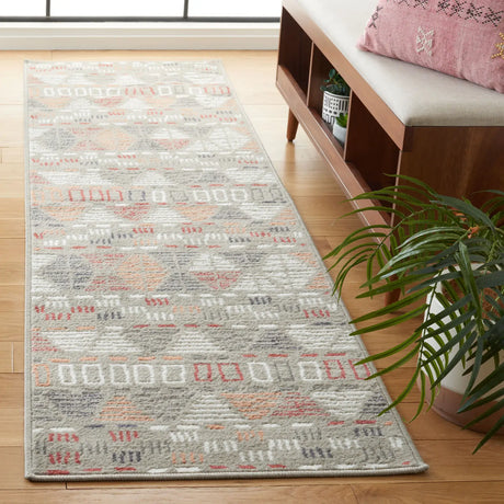 Safavieh Pyramid 2'-2" x 8'-0" Rug in Grey/Ivory / Rust