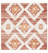 Safavieh Moroccan Tassel Shag 6'-7" x 6'-7" Rug in Rust / Ivory