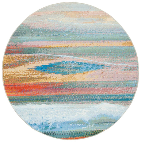 Safavieh Barbados 500 5'-3" x 5'-3" Rug in Light Blue / Pink