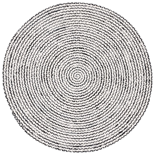 Safavieh Braided 6'-0" x 6'-0" Rug in Black / Ivory
