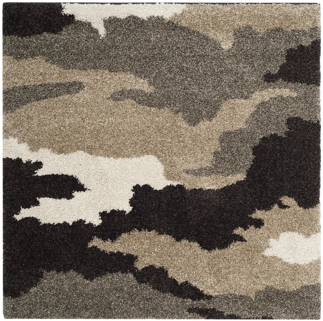 Safavieh Florida Shag 5'-0" x 5'-0" Rug in Smoke / Beige