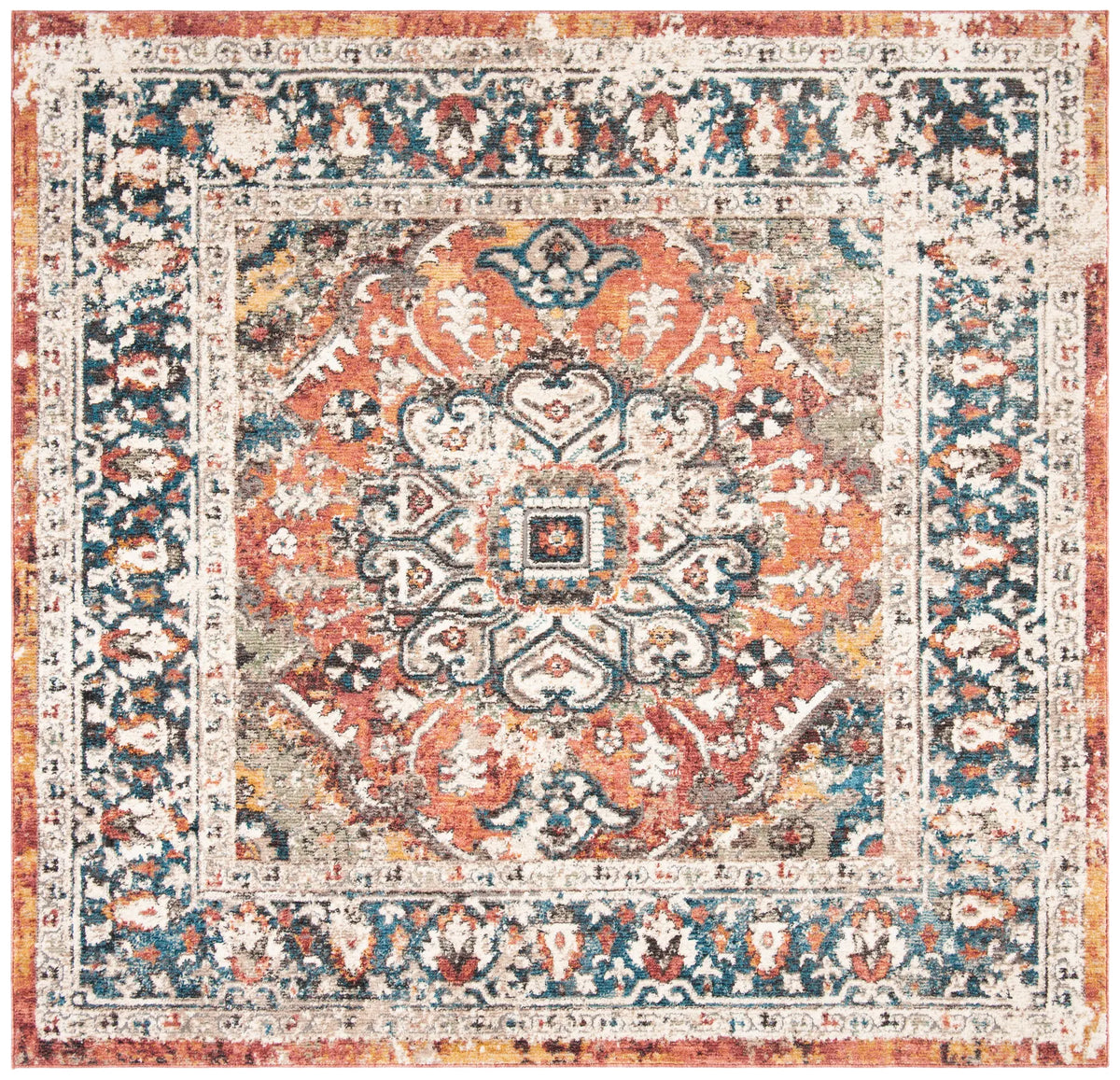 Safavieh Carlyle 200 6'-7" x 6'-7" Rug in Orange / Blue