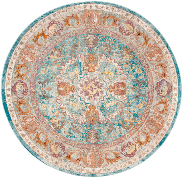Safavieh Aria 6'-5" x 6'-5" Rug in Blue / Orange
