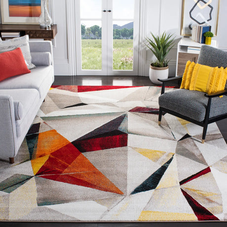 Safavieh Porcello 10'-6" x 14'-0" Rug in Light Grey / Orange