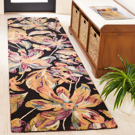Safavieh Blossom 2'-3" x 8'-0" Rug in Black / Plum