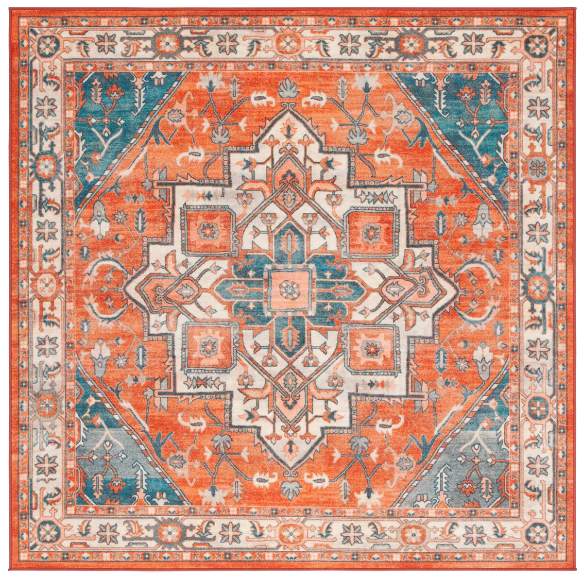 Safavieh Journey 6'-7" x 6'-7" Rug in Rust / Blue Ivory