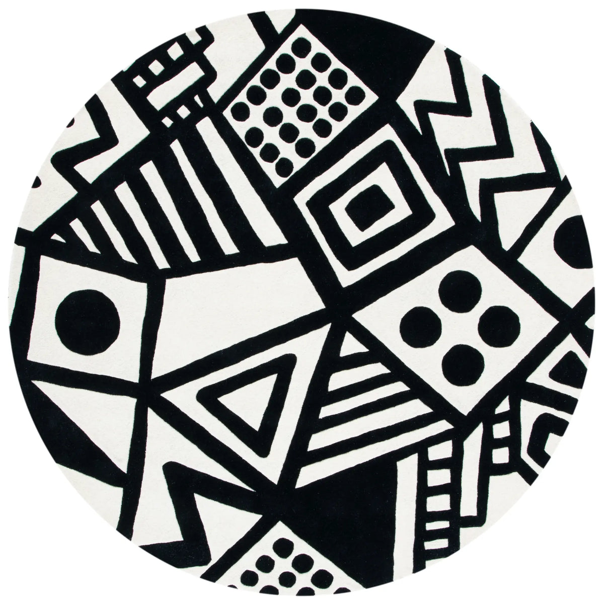 Safavieh Fifth Avenue 7'-0" x 7'-0" Rug in Ivory / Black