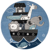 Safavieh Carousel Kids 100 5'-3" x 5'-3" Rug in Blue / Grey